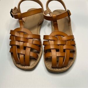 Old Navy Huarache Strap Cognac Faux Leather Summer Sandals Toddler Girl Size 10